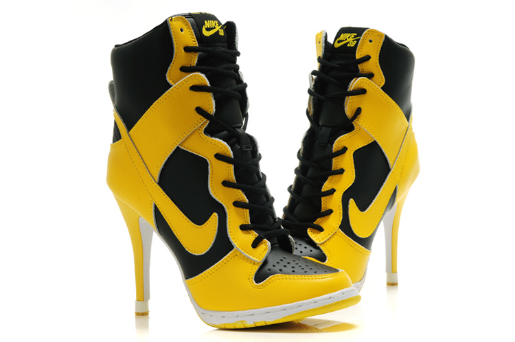 Nike Dunk High Heels Black Yellow - Click Image to Close