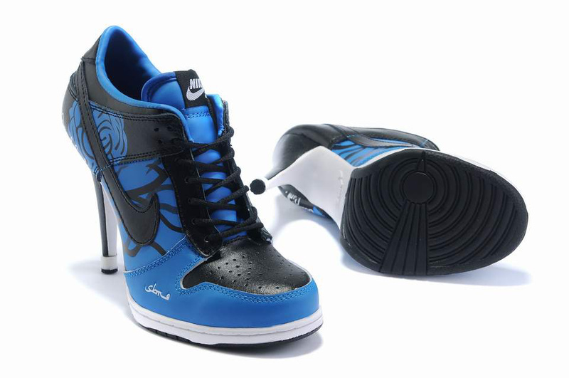 Nike Dunk High Heels Blue Black Black Logo - Click Image to Close