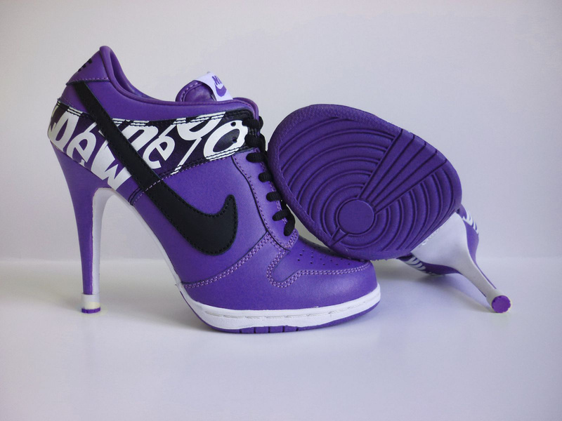 Nike Dunk High Heels Purple White Black Logo