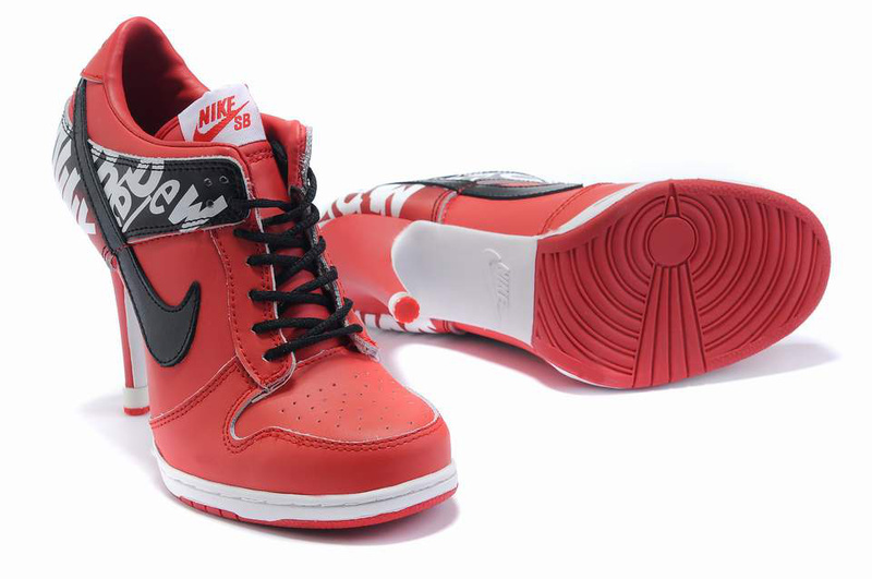 Nike Dunk High Heels Red Black Logo