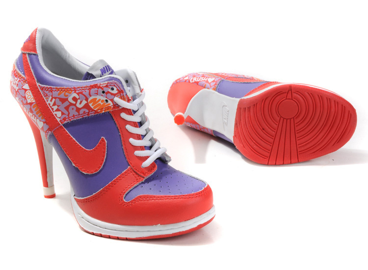 Nike Dunk High Heels Red Purple White - Click Image to Close