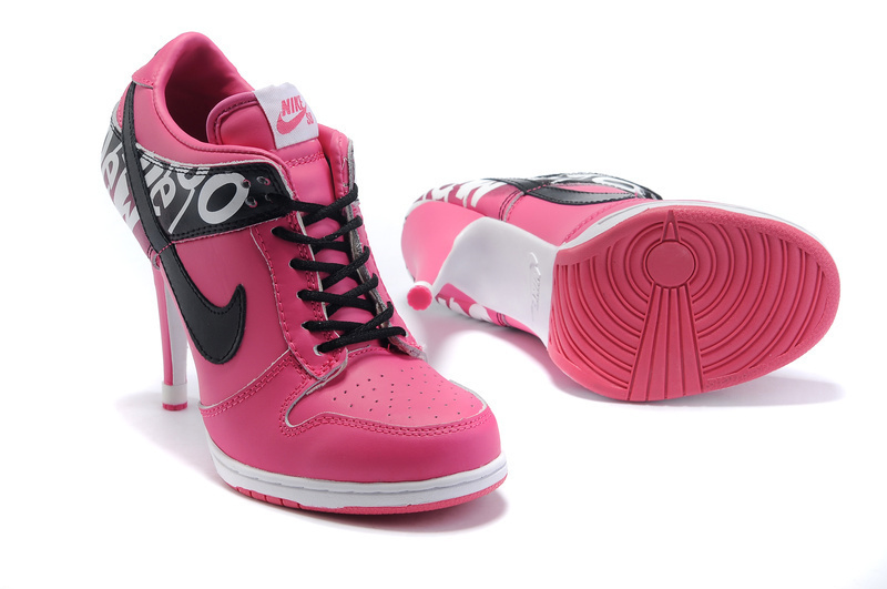 Nike Dunk High Heels Red White Black Logo - Click Image to Close