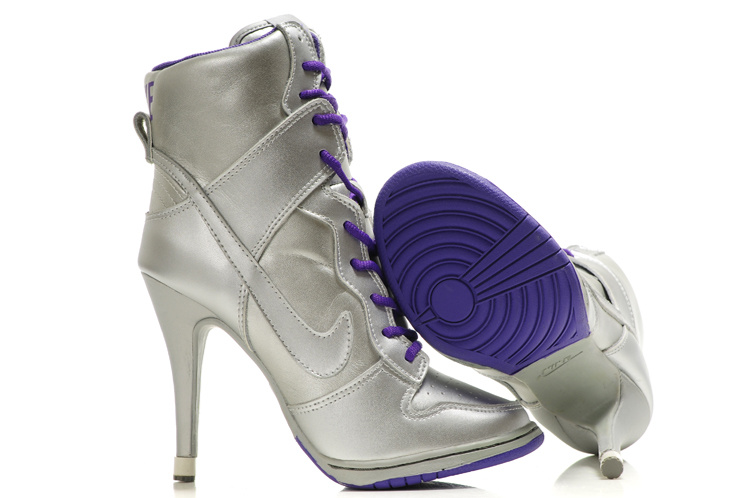 Nike Dunk High Heels Silver Purple - Click Image to Close