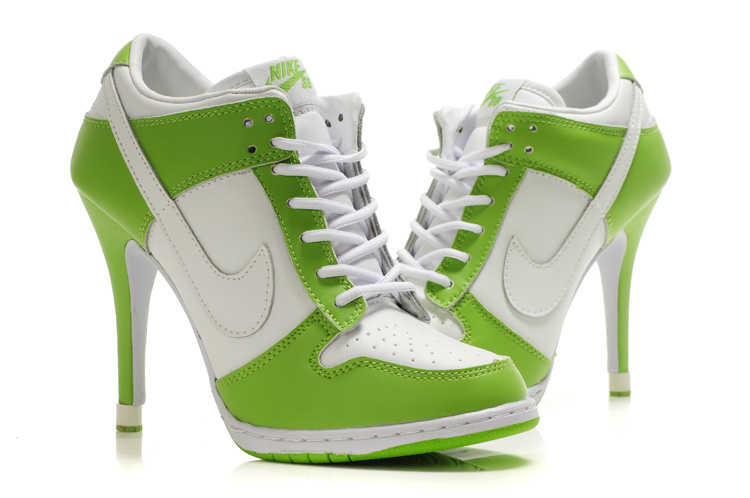 Nike Dunk High Heels White Apple Green - Click Image to Close