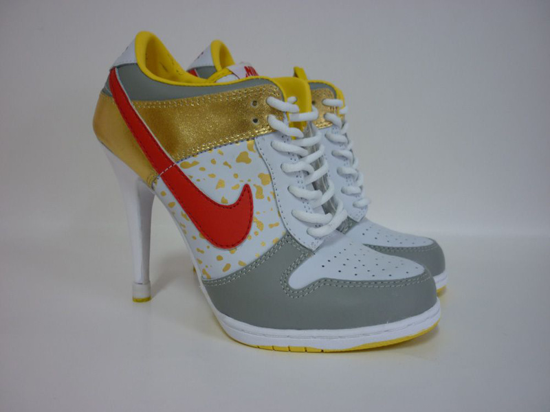 Nike Dunk High Heels White Grey Yellow Red