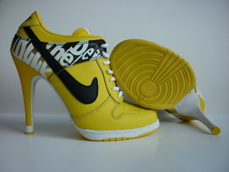 Nike Dunk High Heels Yellow White Black Logo