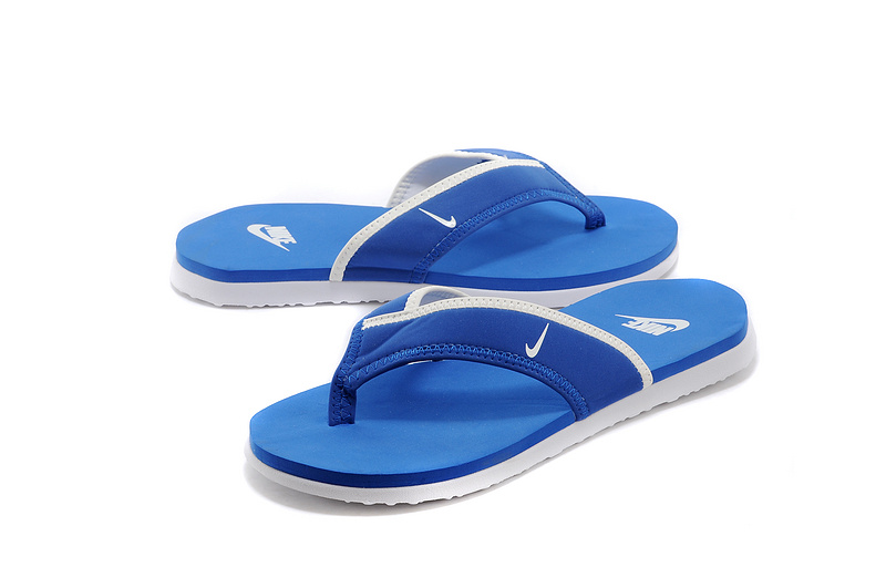 blue nike flip flops
