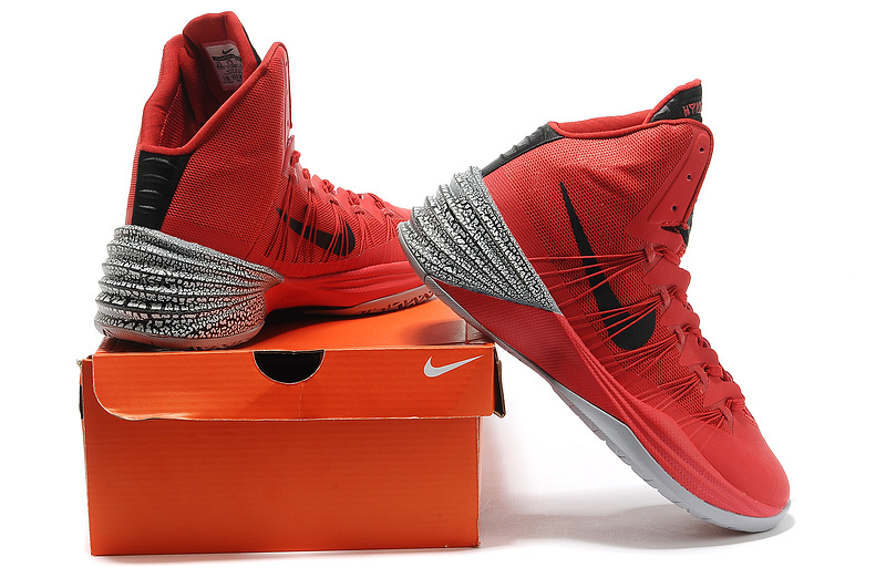Nike Hyperdunk 2013 XDR Olympic Lebron Red Black Grey Shoes - Click Image to Close