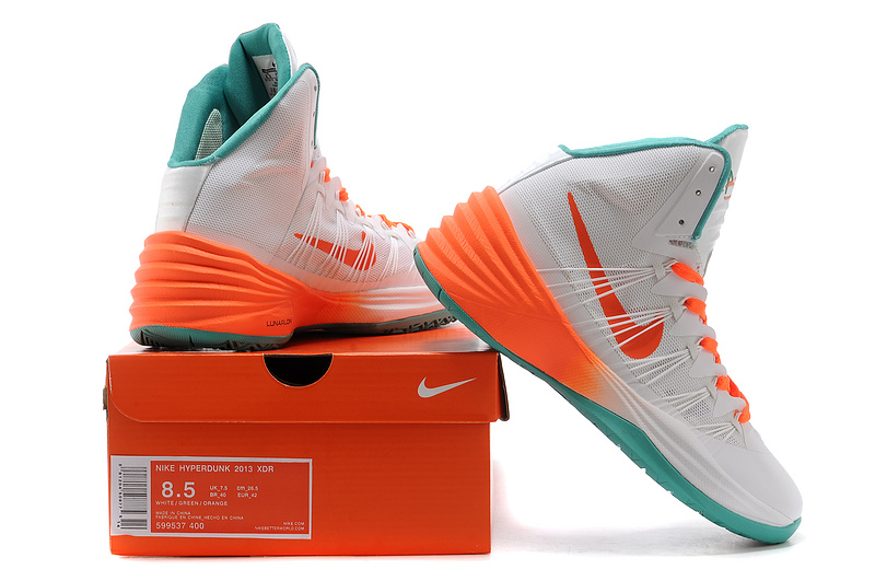 Nike Hyperdunk 2013 XDR Silver Orange Green Shoes - Click Image to Close