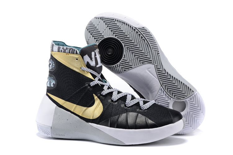 Nike Hyperdunk 2015 Black Gold White Basketball Shoes