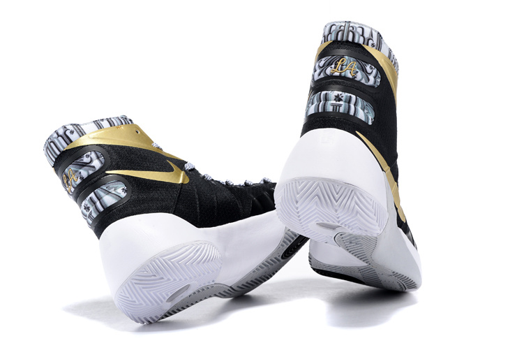 black gold and white basketball shoes