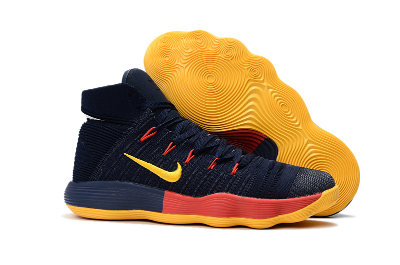 Nike Hyperdunk 2017 Flyknit Deep Blue Yellow Red Shoes - Click Image to Close