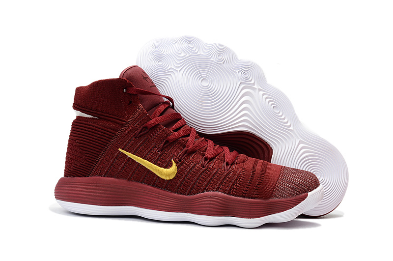 Nike Hyperdunk 2017 Flyknit Wine Red Yellow Shoes - Click Image to Close