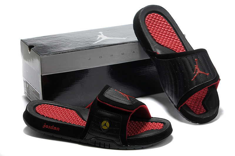 Nike Jordan 14 Massage Hydro Sandal Black Red - Click Image to Close