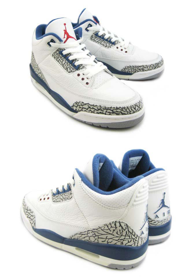 Nike Jordan 3 Retro White Cement Grey True Blue Shoes - Click Image to Close