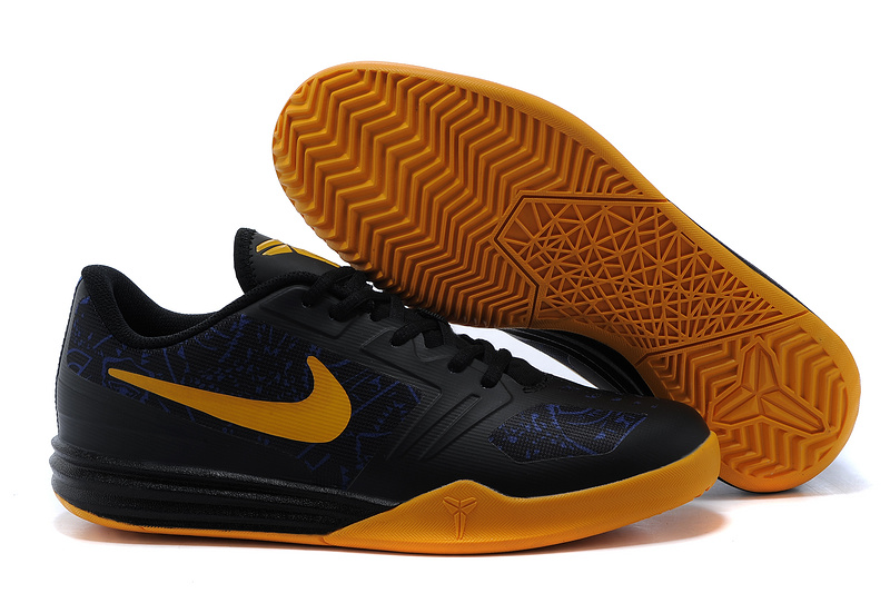 Nike KB Mentality Black Yellow Shoes - Click Image to Close