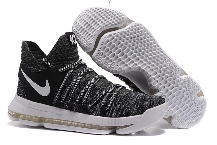 Nike KD 10 Grey Black White Shoes - Click Image to Close