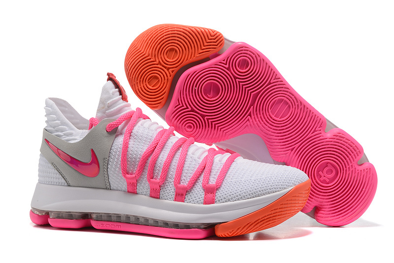 Nike KD 10 White Pink Shoes - Click Image to Close