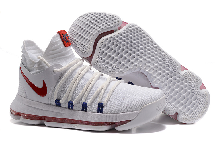 Nike KD 10 White Red Shoes - Click Image to Close