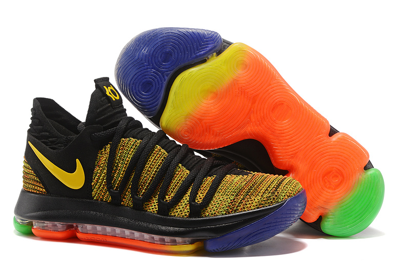 Nike KD 10 Yellow Black Orange Shoes - Click Image to Close