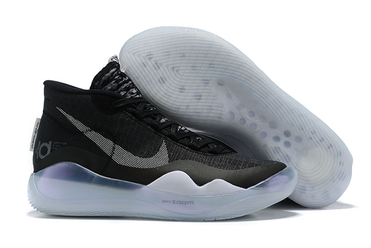 2019 Nike KD 12 Black White - Click Image to Close