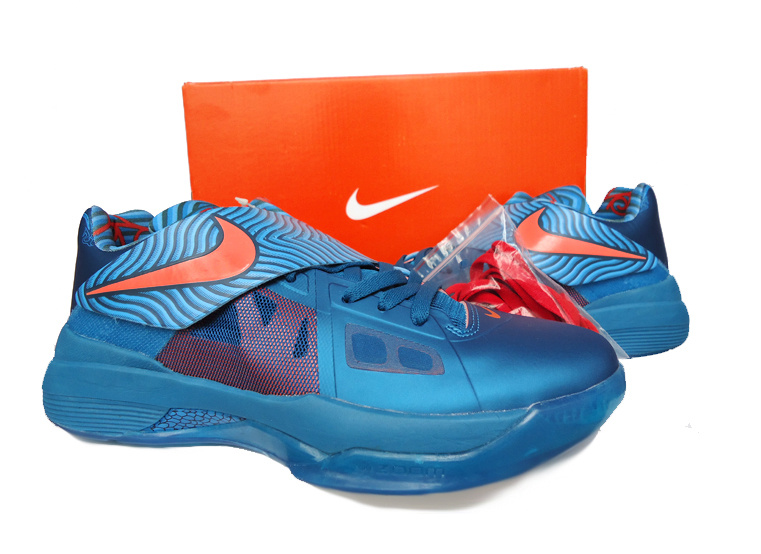 Nike Kevin Durant 4 All Blue Red Logo Shoes