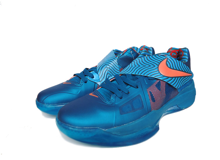 Nike Kevin Durant 4 All Blue Red Logo Shoes - Click Image to Close