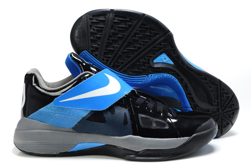 Nike Kevin Durant 4 Black Blue White Logo Shoes - Click Image to Close