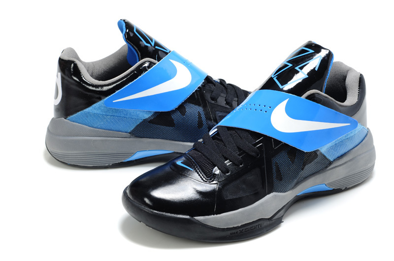 Nike Kevin Durant 4 Black Blue White Logo Shoes - Click Image to Close