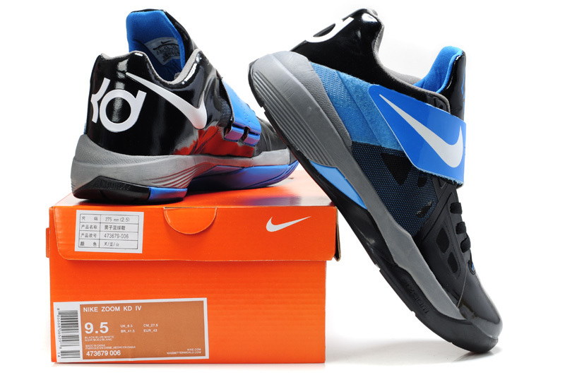 Nike Kevin Durant 4 Black Blue White Logo Shoes