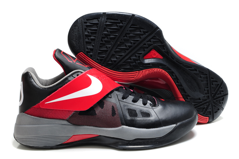 Nike Kevin Durant 4 Black Red White Logo Shoes