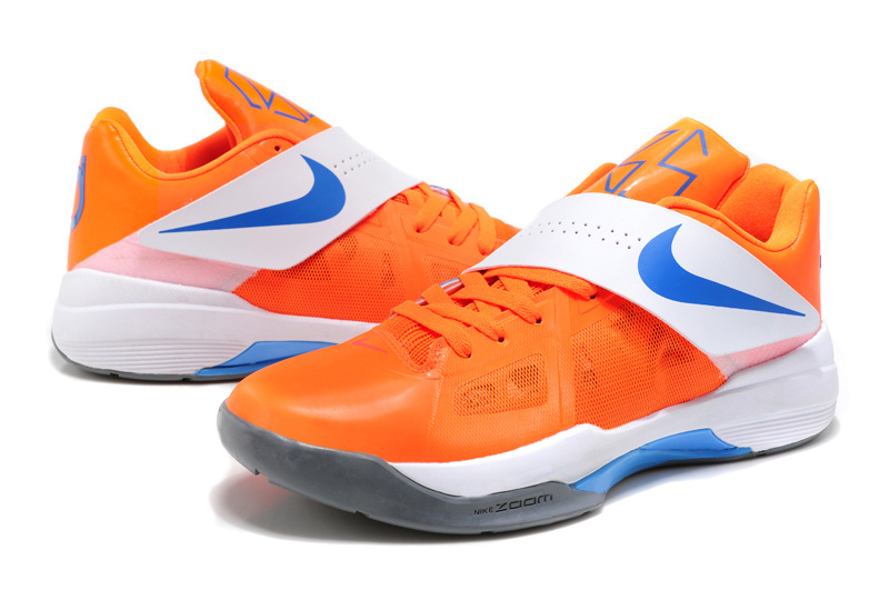 Nike Kevin Durant 4 Orange White Blue Shoes - Click Image to Close