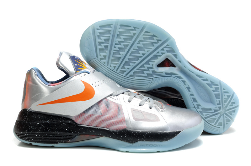 Nike Kevin Durant 4 Silver Orange Black Shoes