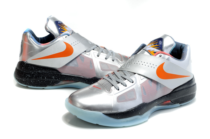 Nike Kevin Durant 4 Silver Orange Black Shoes - Click Image to Close
