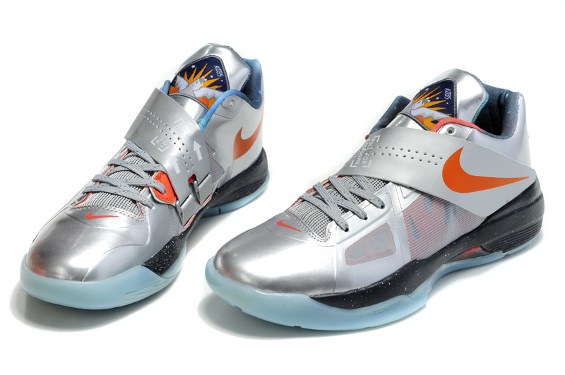 Nike Kevin Durant 4 Silver Orange Black Shoes - Click Image to Close