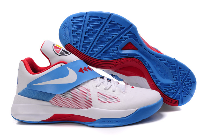 Nike Kevin Durant 4 White Baby Blue Red Shoes - Click Image to Close