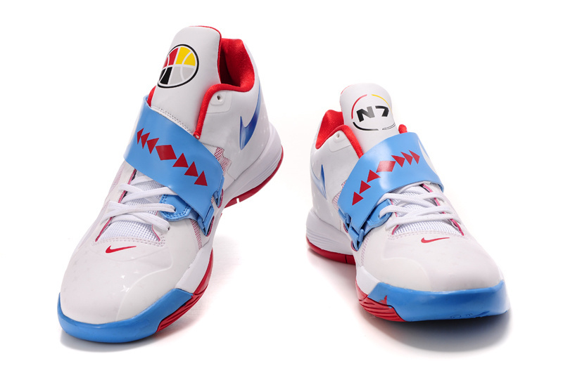 Nike Kevin Durant 4 White Baby Blue Red Shoes - Click Image to Close