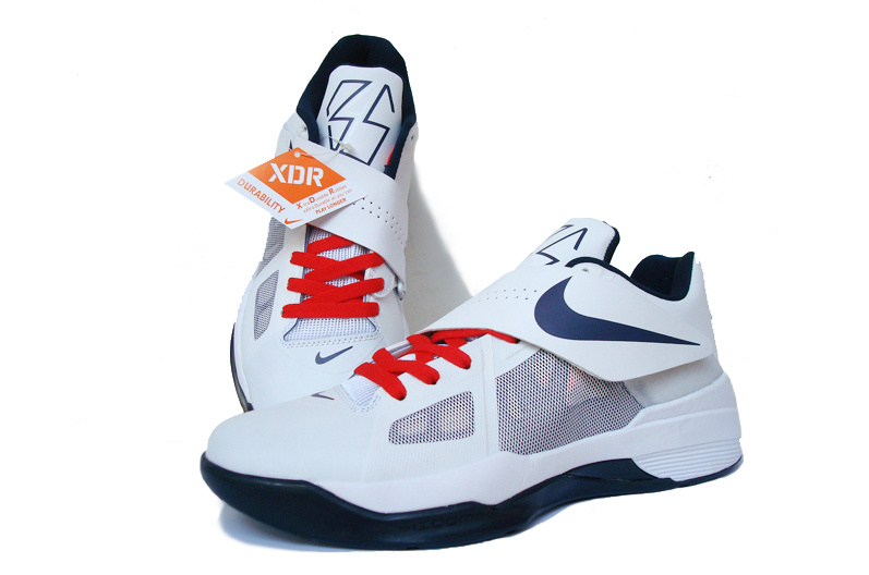 Nike Kevin Durant 4 White Blue Red Shoes - Click Image to Close