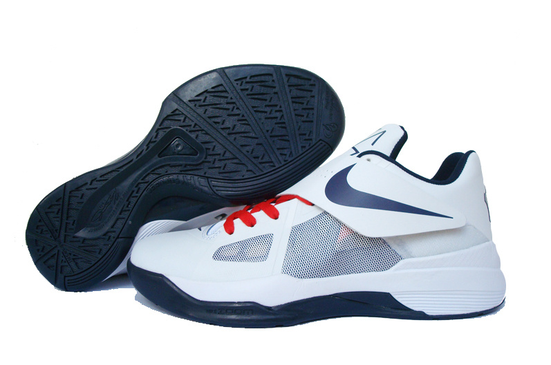 Nike Kevin Durant 4 White Blue Red Shoes - Click Image to Close