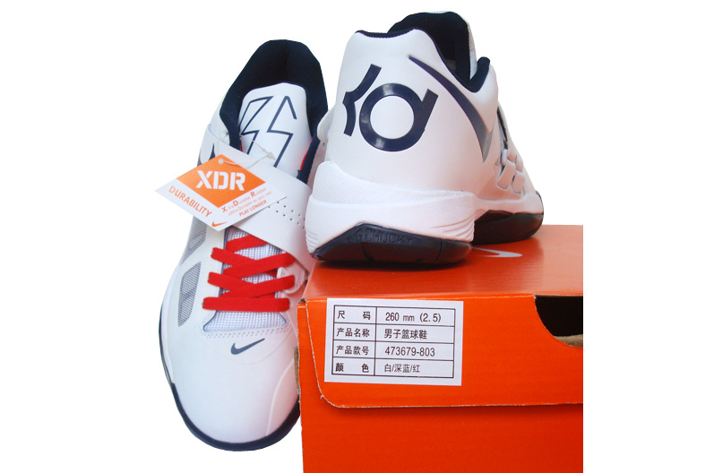 Nike Kevin Durant 4 White Blue Red Shoes - Click Image to Close