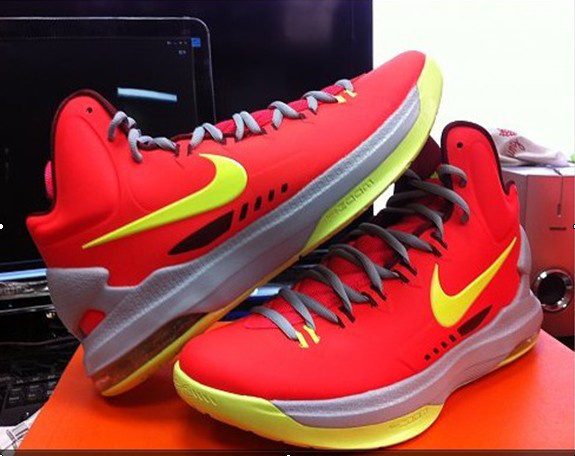 Nike KD 5 High Light Red Fluorscent Green Basketball Shoes