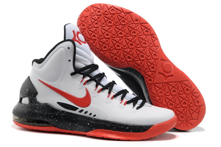 Nike KD 5 High White Black Red Basketball Shoes - Click Image to Close