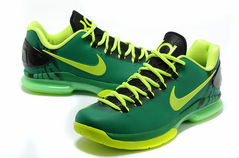 Nike Kevin Durant 5 Low Black Green Basketball Shoes - Click Image to Close