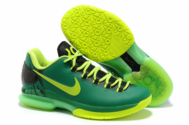Nike Kevin Durant 5 Low Black Green Basketball Shoes - Click Image to Close