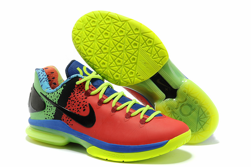 Nike Kevin Durant 5 Red Green Blue Black Shoes - Click Image to Close