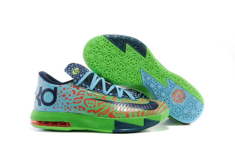 Nike Kevin Durant 6 Black Green Blue Basketball Shoes - Click Image to Close