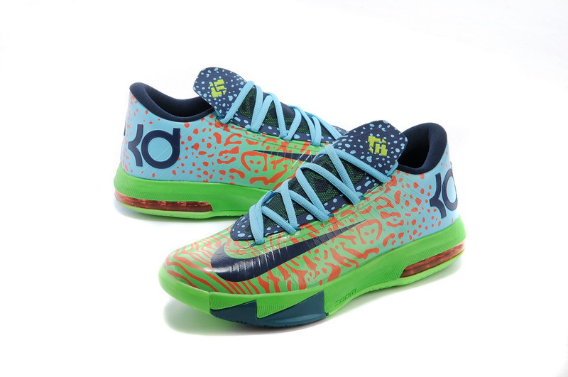 Nike Kevin Durant 6 Black Green Blue Basketball Shoes - Click Image to Close