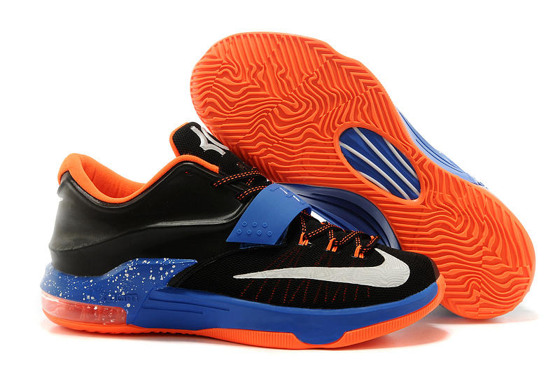 Nike Kevin Durant 7 Black Blue Orange White Basketball Shoes - Click Image to Close