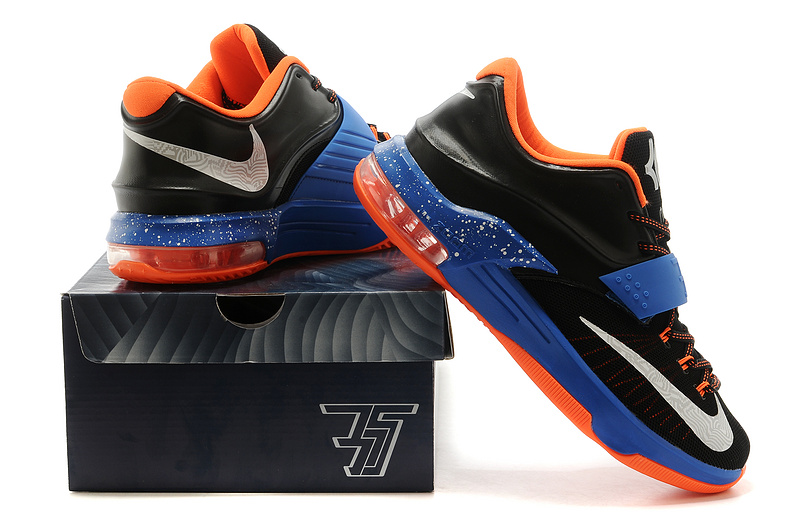 Nike Kevin Durant 7 Black Blue Orange White Basketball Shoes - Click Image to Close