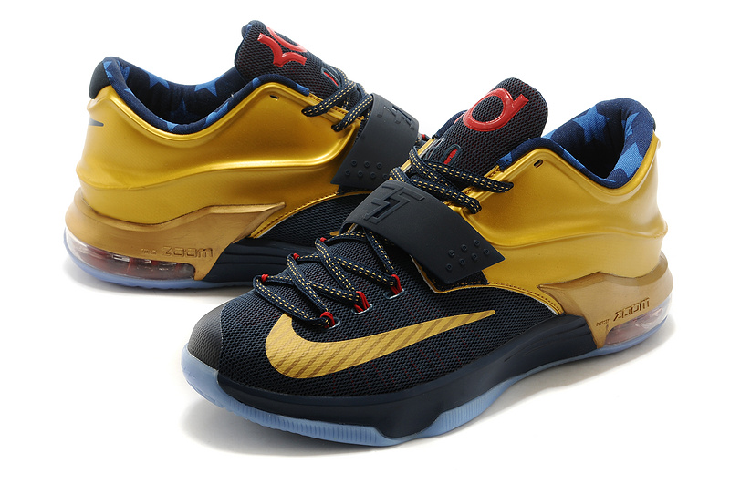 Nike Kevin Durant 7 Black Gold Red Basketball Shoes - Click Image to Close